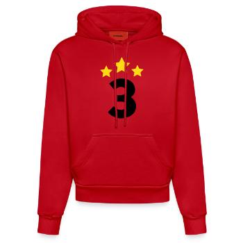 3 Year Star - 3rd Anniversary Gift - Organic Fitted Hoodie Made in EU - red - Front