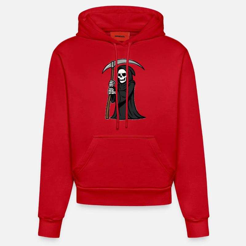 Bande dessinée Grim Reaper - Sweat à capuche bio ajusté fabriqué en UE - rouge