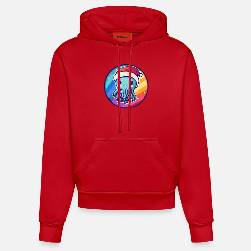 Méduse Noël Noël - Sweat à capuche bio ajusté fabriqué en UE - rouge