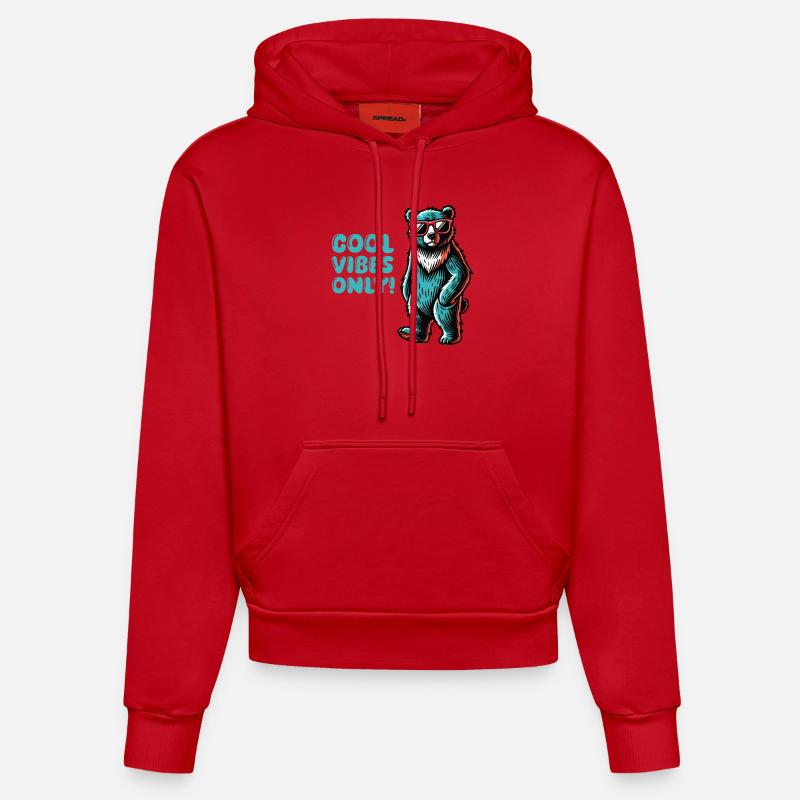 ours cool - Sweat à capuche bio ajusté fabriqué en UE - rouge