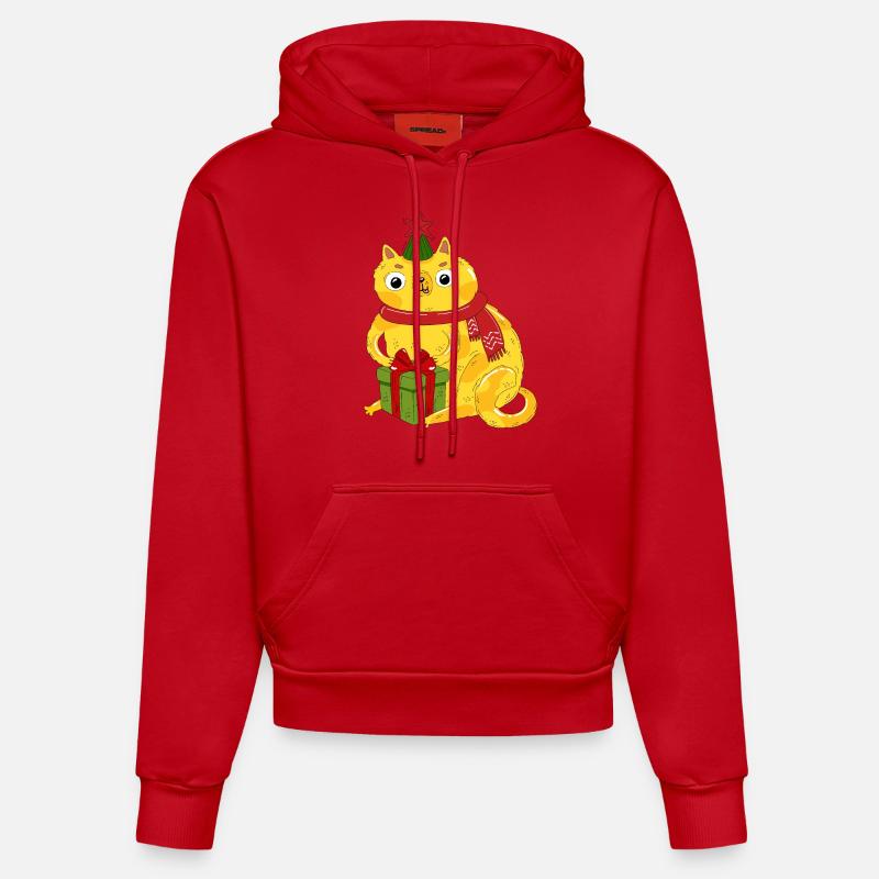 Chat et coffret cadeau - Sweat à capuche bio ajusté fabriqué en UE - rouge