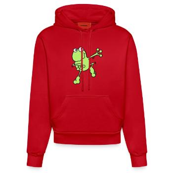 Tanzender Frosch - Organic Fitted Hoodie Made in EU - Rot - Vorne