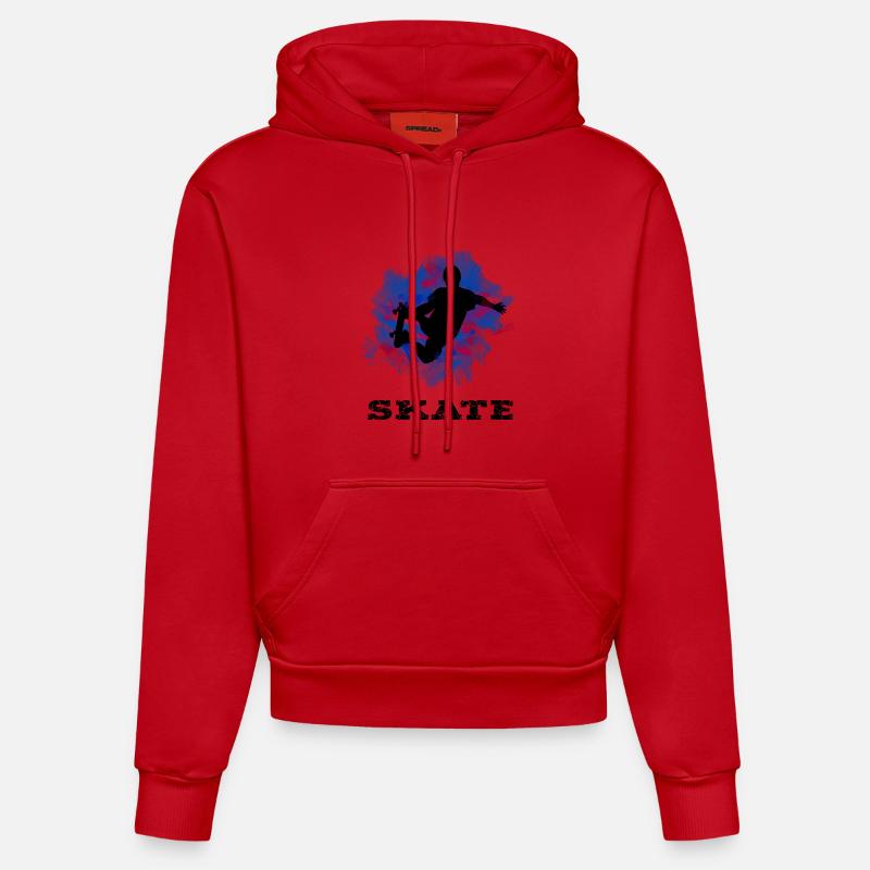 planche à roulette - Sweat à capuche bio ajusté fabriqué en UE - rouge