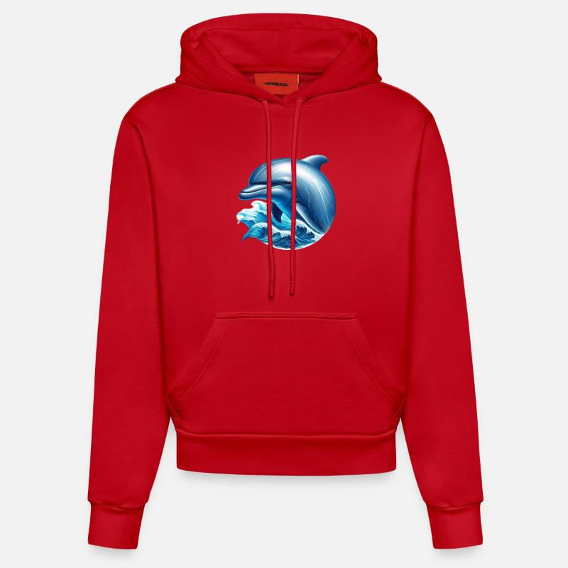 Dauphin - Sweat à capuche bio ajusté fabriqué en UE - rouge