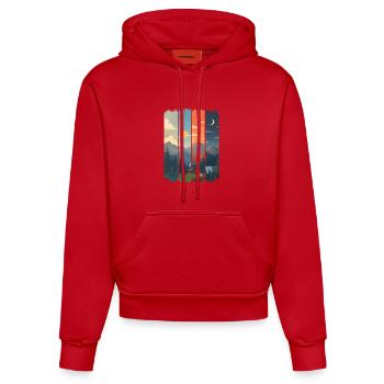Horizonte in vier Gebirgstafeln - Organic Fitted Hoodie Made in EU - Rot - Vorne