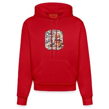 Powered By Corgi Attitude And Spite Funny Dog - Organic Fitted Hoodie Made in EU - red - Front