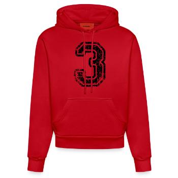 3 - Nummer - Organic Fitted Hoodie Made in EU - Rot - Vorne