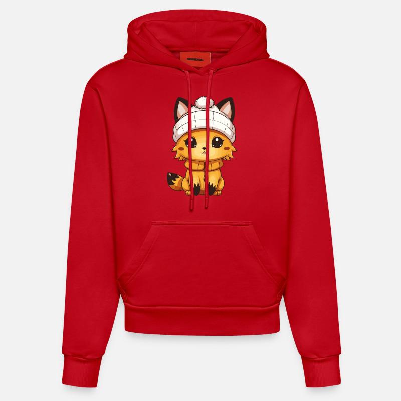 Bande dessinée Fox - Sweat à capuche bio ajusté fabriqué en UE - rouge