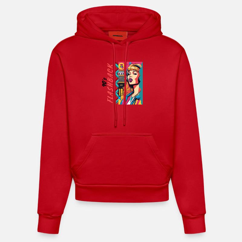 Flashback des années 90 - Sweat à capuche bio ajusté fabriqué en UE - rouge