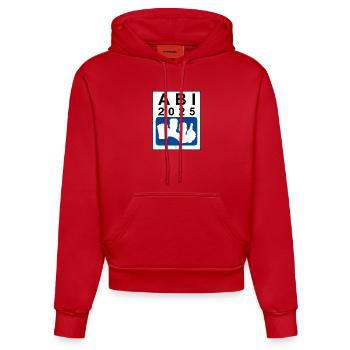 Bier Liga Logo ABI 2025 Blau - Organic Fitted Hoodie Made in EU - Rot - Vorne