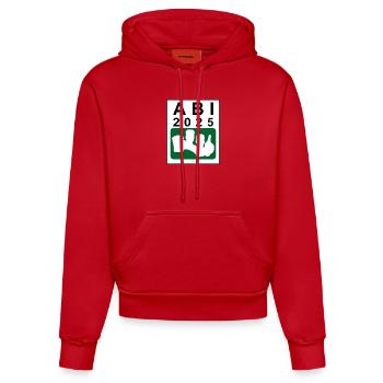 Bier Liga Logo ABI 2025 Grün - Organic Fitted Hoodie Made in EU - Rot - Vorne