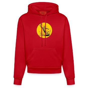 Goalkeeper (black and yellow) - Organic Fitted Hoodie Made in EU - red - Front
