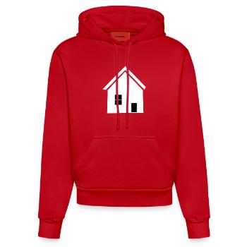 Bauherren Architekt Eigenheim Häuser Immobilie - Organic Fitted Hoodie Made in EU - Rot - Vorne