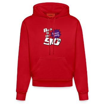 Fête des années 90 , Soirée à thème , pour toujours jeune (25) - Sweat à capuche bio ajusté fabriqué en UE - rouge - Devant