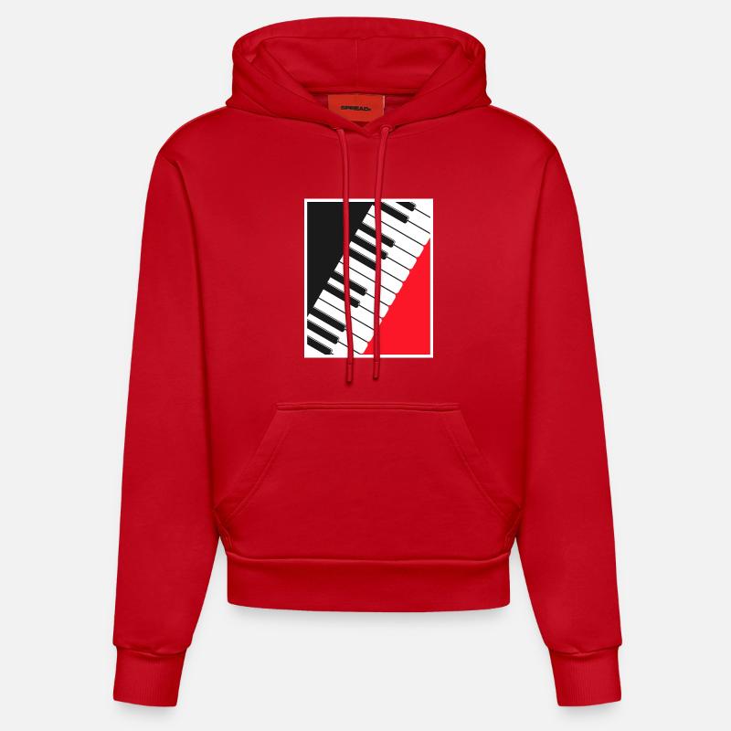 Art d’affiche clavier de piano - Sweat à capuche bio ajusté fabriqué en UE - rouge