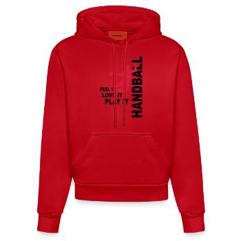 Handball - love & play - Organic Fitted Hoodie Made in EU - Rot - Vorne