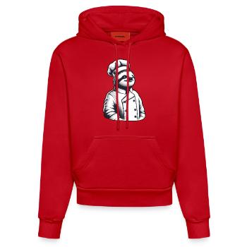 Stolzer Faultier-Koch: Meister der Küche - Organic Fitted Hoodie Made in EU - Rot - Vorne