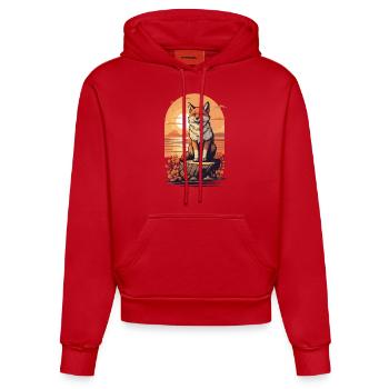 Cute cool fox watching sunset - Organic Fitted Hoodie Made in EU - red - Front