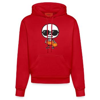 Zombie Halloween Skeleton Cool - Organic Fitted Hoodie Made in EU - red - Front