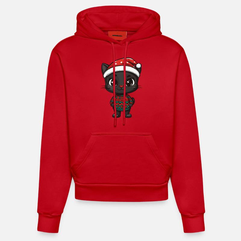 Noël des panthères - Sweat à capuche bio ajusté fabriqué en UE - rouge