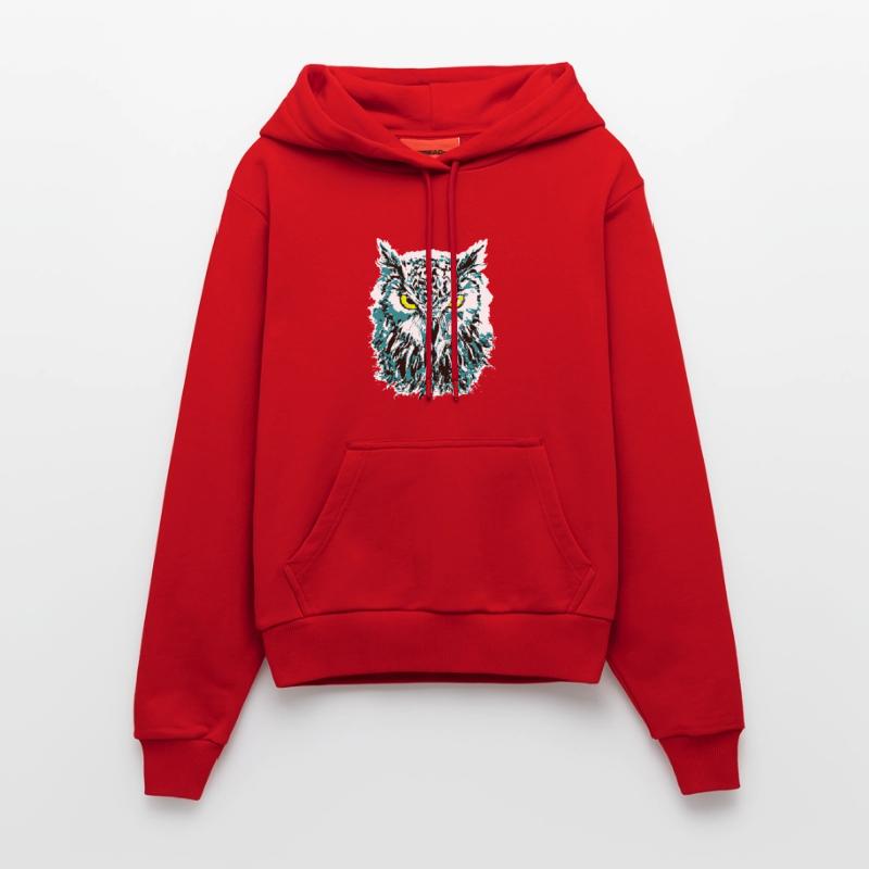 Bunte Eule - Eulenkopf - Kauz - Farbenfrohe Eule Organic Fitted Hoodie Made in EU