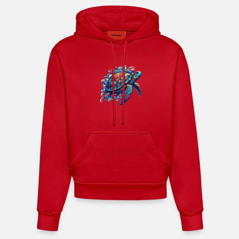 Tortue - Sweat à capuche bio ajusté fabriqué en UE - rouge