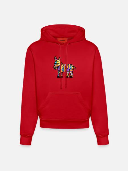 Donkey Halloween Zombie - Organic Fitted Hoodie Made in EU - red