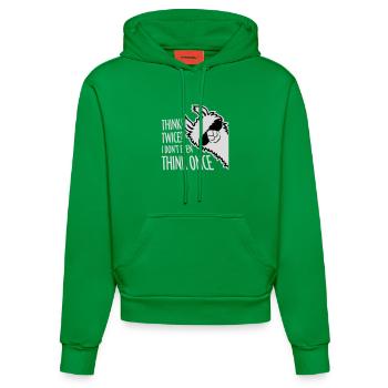 Think Twice? I Don't Even Think Once Lustig Spruch - Organic Fitted Hoodie Made in EU - City Green - Vorne