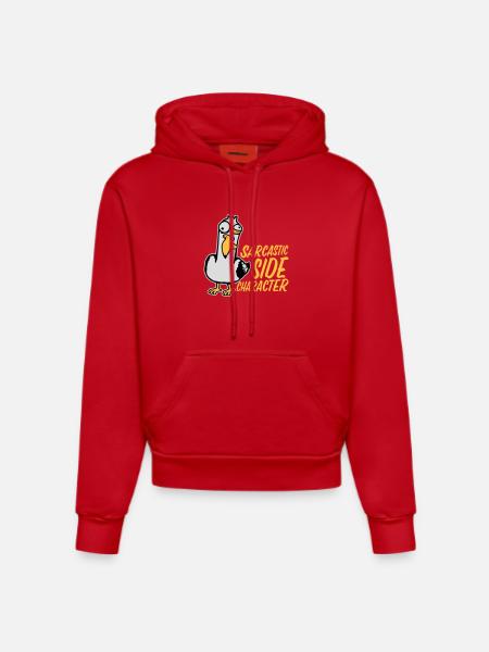 Crazy Seagull Sarcastic Side Character Funny - Organic Fitted Hoodie Made in EU - red