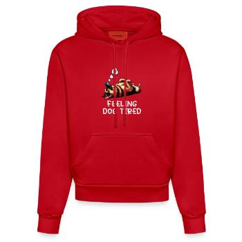 Feeling Dog Tired German Shepherd - Organic Fitted Hoodie Made in EU - red - Front