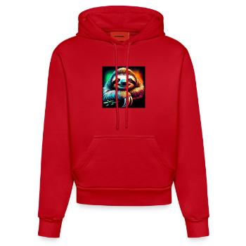 sloth - Organic Fitted Hoodie Made in EU - red - Front