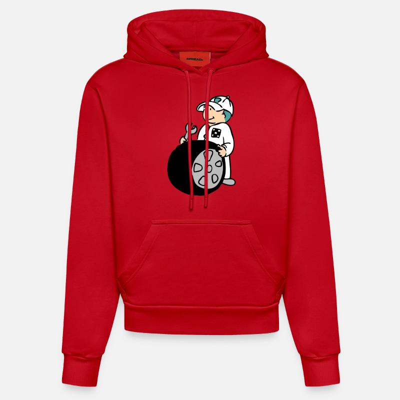 Pit Crew - Sweat à capuche bio ajusté fabriqué en UE - rouge