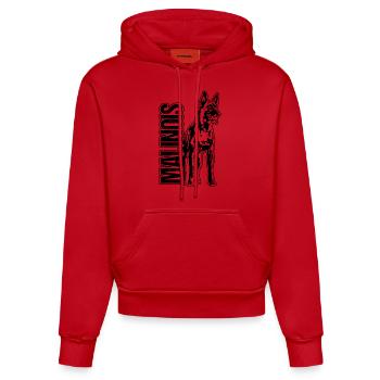 MALINOIS Portrait Hund Hunde Wilsigns - Organic Fitted Hoodie Made in EU - Rot - Vorne