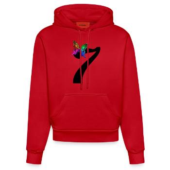 7 Birthday Girl 7 Years Colorful Butterfly - Organic Fitted Hoodie Made in EU - red - Front