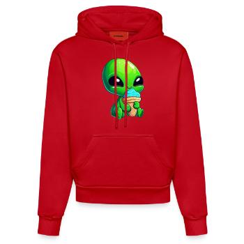 alien grün außerirdischer eis softeis blaues eis - Organic Fitted Hoodie Made in EU - Rot - Vorne