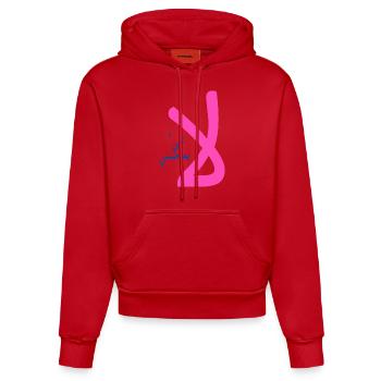 Chaye yojiboni in Arabic - I don't like anything - Organic Fitted Hoodie Made in EU - red - Front