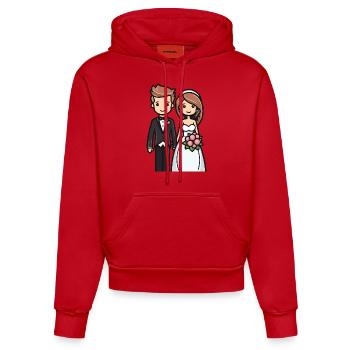 Bride Groom Newlyweds Wedding - Organic Fitted Hoodie Made in EU - red - Front