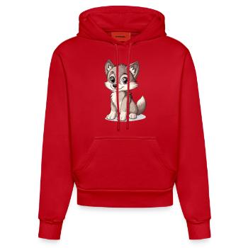 kleiner süßer Wolf - Organic Fitted Hoodie Made in EU - Rot - Vorne