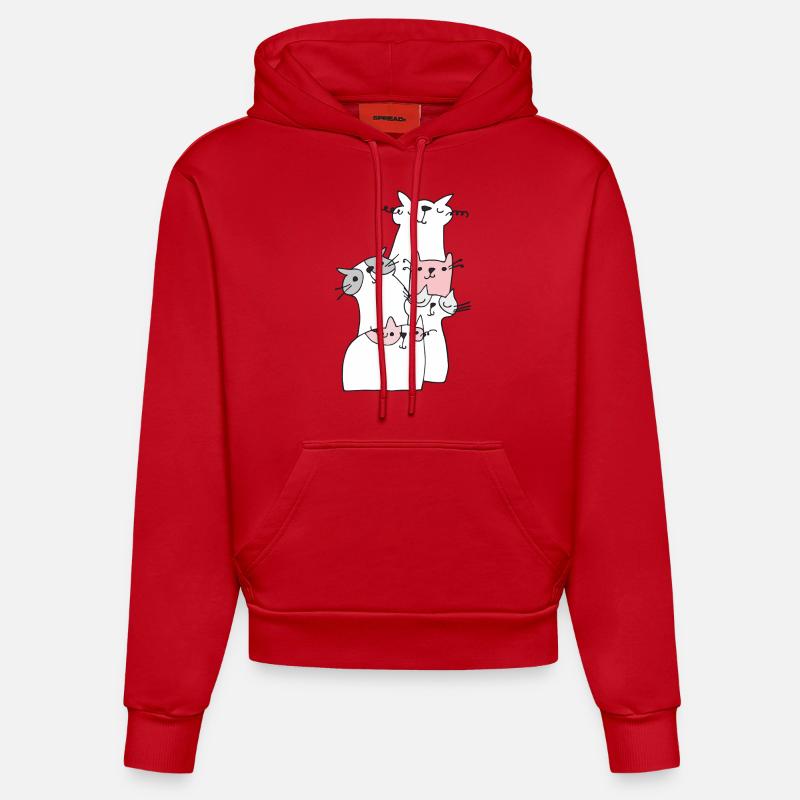 Rencontrez des chats - Sweat à capuche bio ajusté fabriqué en UE - rouge