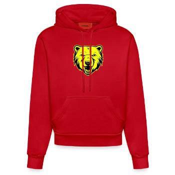 Polar Bear Head Portrait Animal Polar Bear Symbol - Organic Fitted Hoodie Made in EU - red - Front