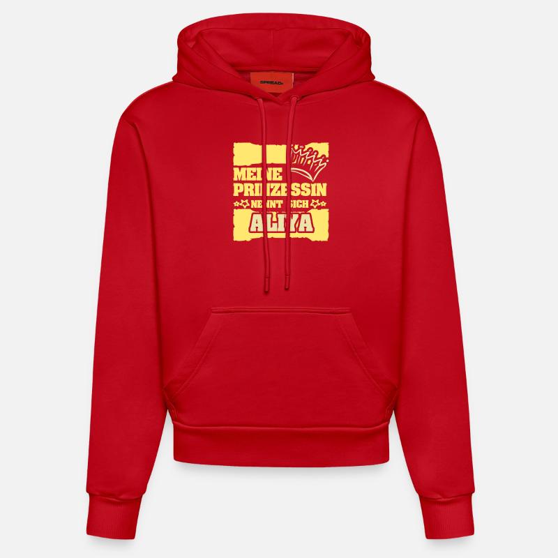 Cadeau pour Aliya - Sweat à capuche bio ajusté fabriqué en UE - rouge