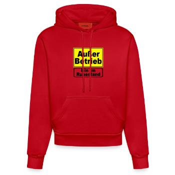 Rente Rentner Außer Betrieb,Ruhestand(25) - Organic Fitted Hoodie Made in EU - Rot - Vorne