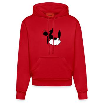 petit ange est assis sur les nuages. - Sweat à capuche bio ajusté fabriqué en UE - rouge - Devant