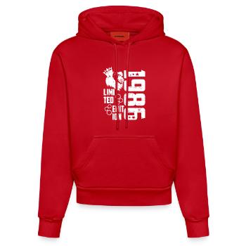 1986 Born Limited Edition - Organic Fitted Hoodie Made in EU - red - Front