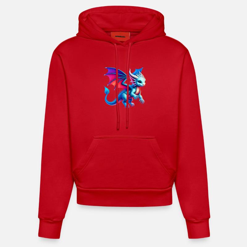 Dragon - Sweat à capuche bio ajusté fabriqué en UE - rouge
