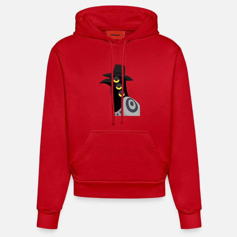 Dämonischer Vogel skeptisch - Organic Fitted Hoodie Made in EU - Rot