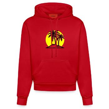 Palm Tree Symbol Beach Island - Organic Fitted Hoodie Made in EU - red - Front
