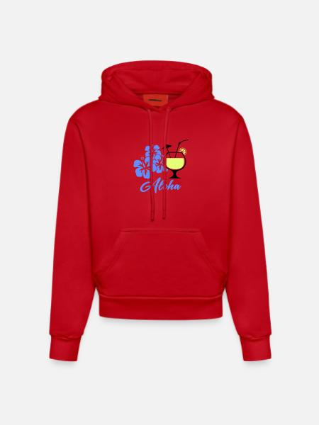 Aloha Hibiscus Tropical Drink - Organic Fitted Hoodie Made in EU - red