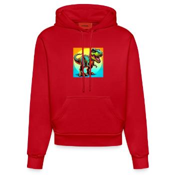 dinosaure - Sweat à capuche bio ajusté fabriqué en UE - rouge - Devant