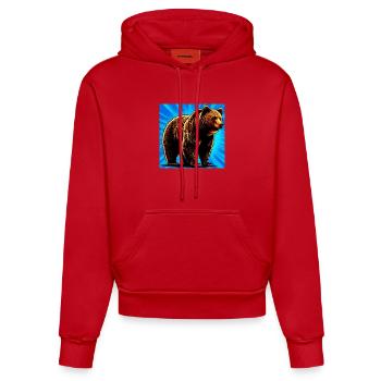 Bär - Organic Fitted Hoodie Made in EU - Rot - Vorne